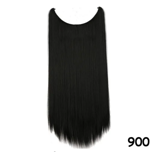 S-noilite 20 inch invisible wire hair extensions with fish line wire, silky straight synthetic black hair