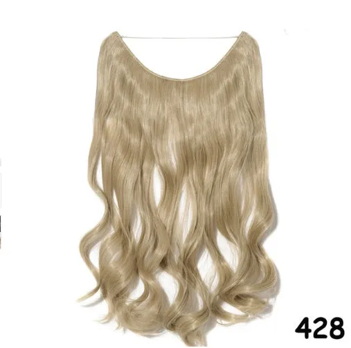 S-noilite 20 inch invisible wire hair extensions with fish line wire, silky straight synthetic black hair