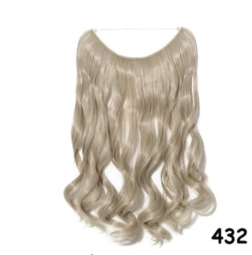S-noilite 20 inch invisible wire hair extensions with fish line wire, silky straight synthetic black hair