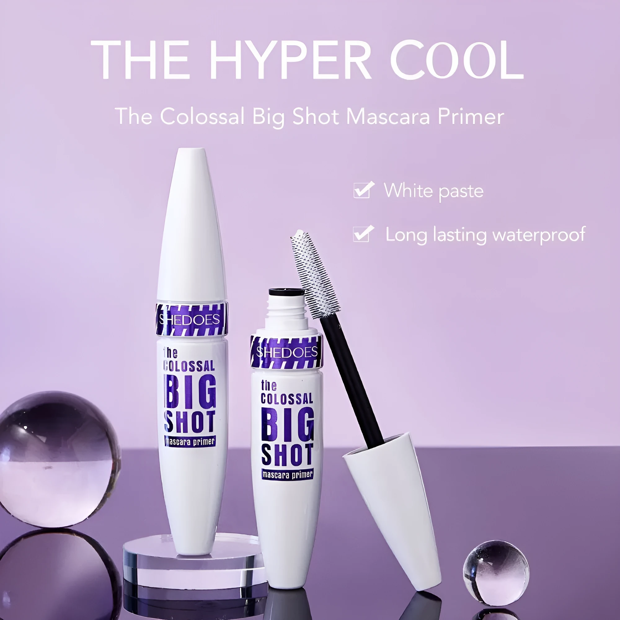White waterproof mascara brush with 10ml quick-drying sweat-proof formula