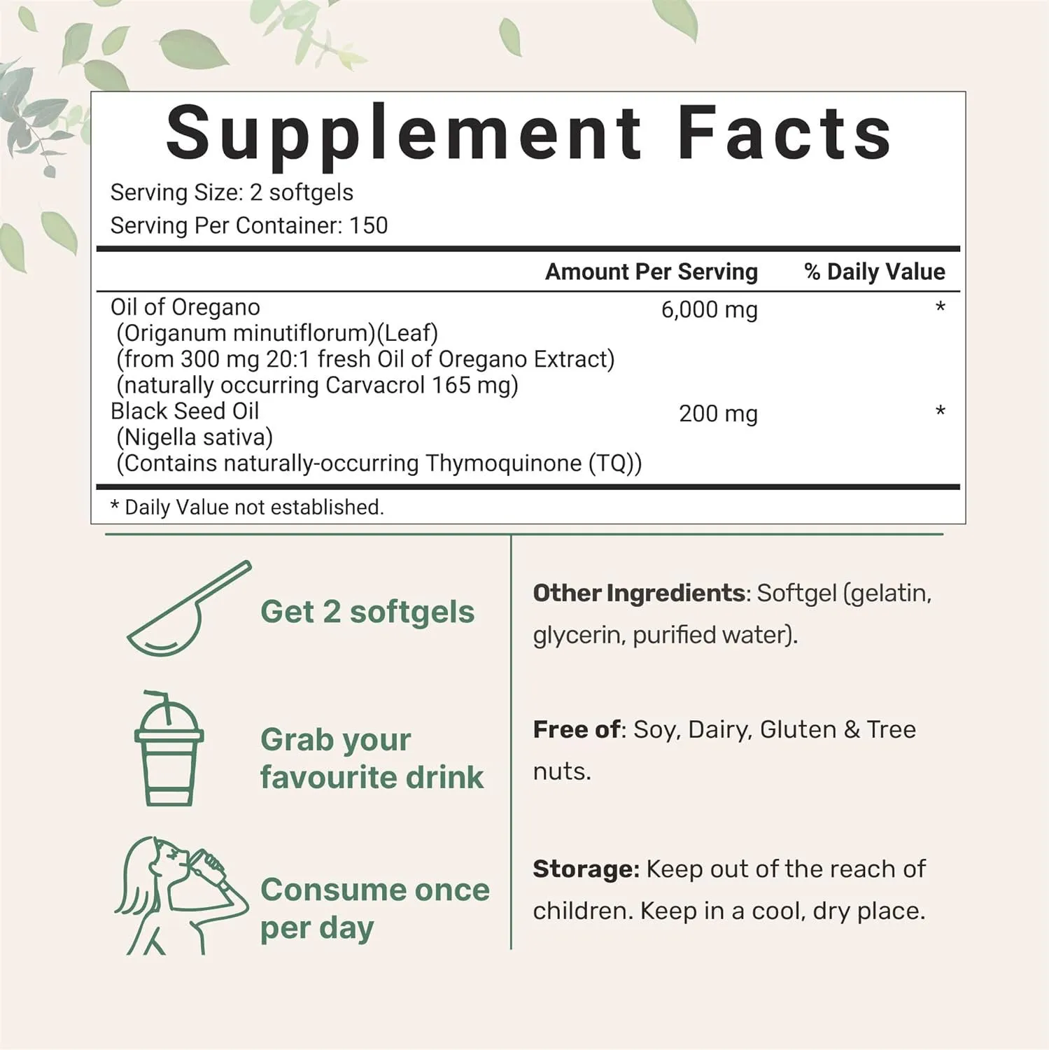 Bottle of Butter Black Seed Oil 1000mg softgel capsules for adult dietary supplement