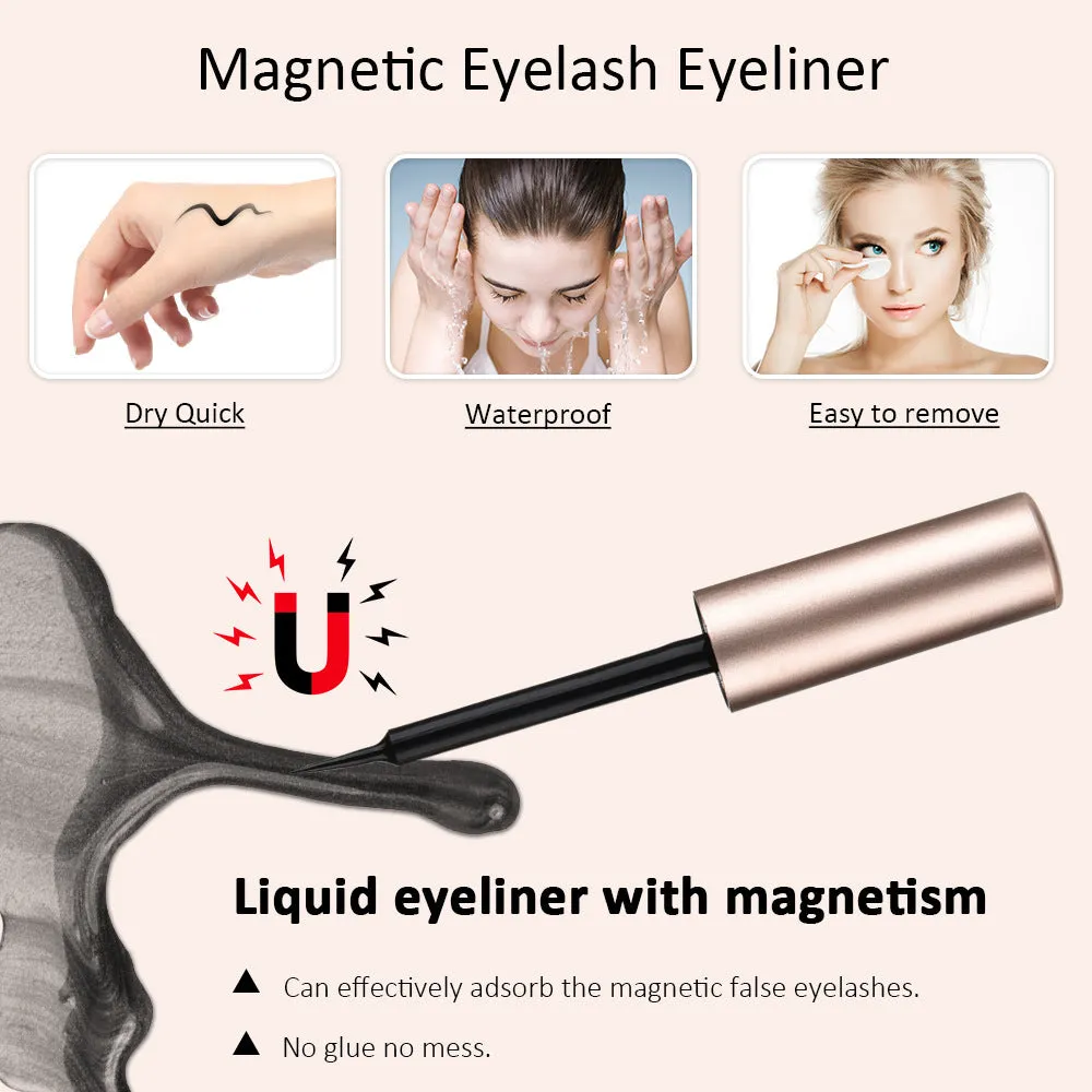 Magnetic false eyelashes set with 5 pairs of handcrafted imported fiber lashes and 2 mascara tubes in packaging