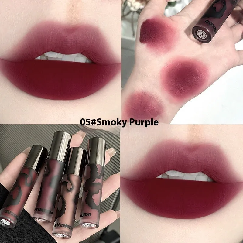 Matte lip mud lipstick with white no stain formula in five colour options