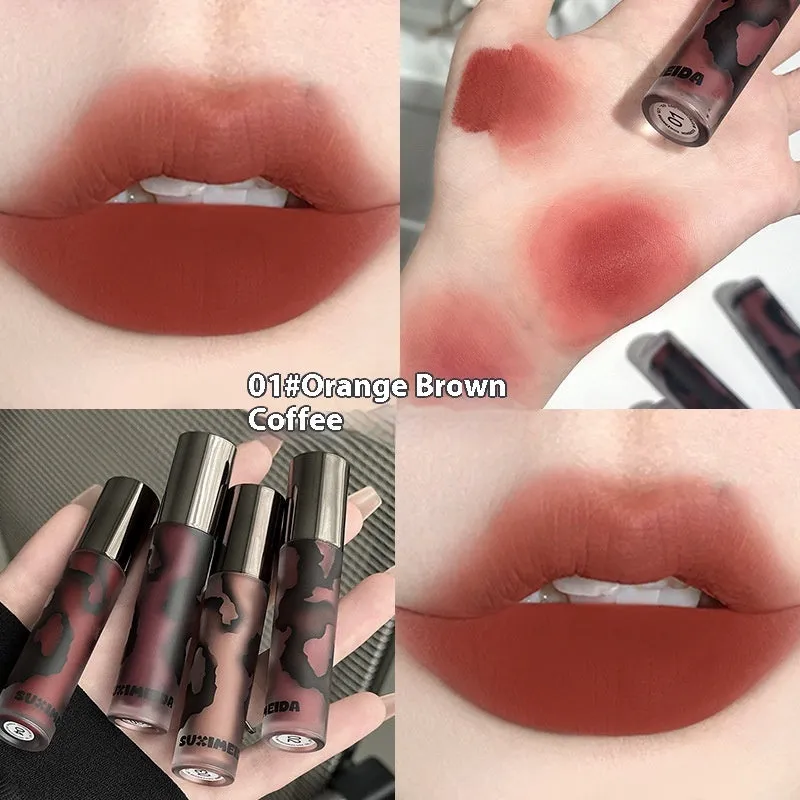 Matte lip mud lipstick with white no stain formula in five colour options
