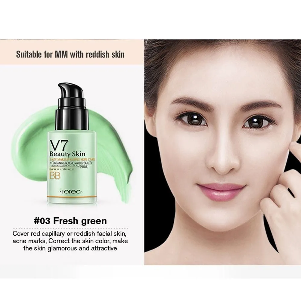 30g cream cushion foundation in three colours: natural, soft purple, and fresh green for brightening face makeup