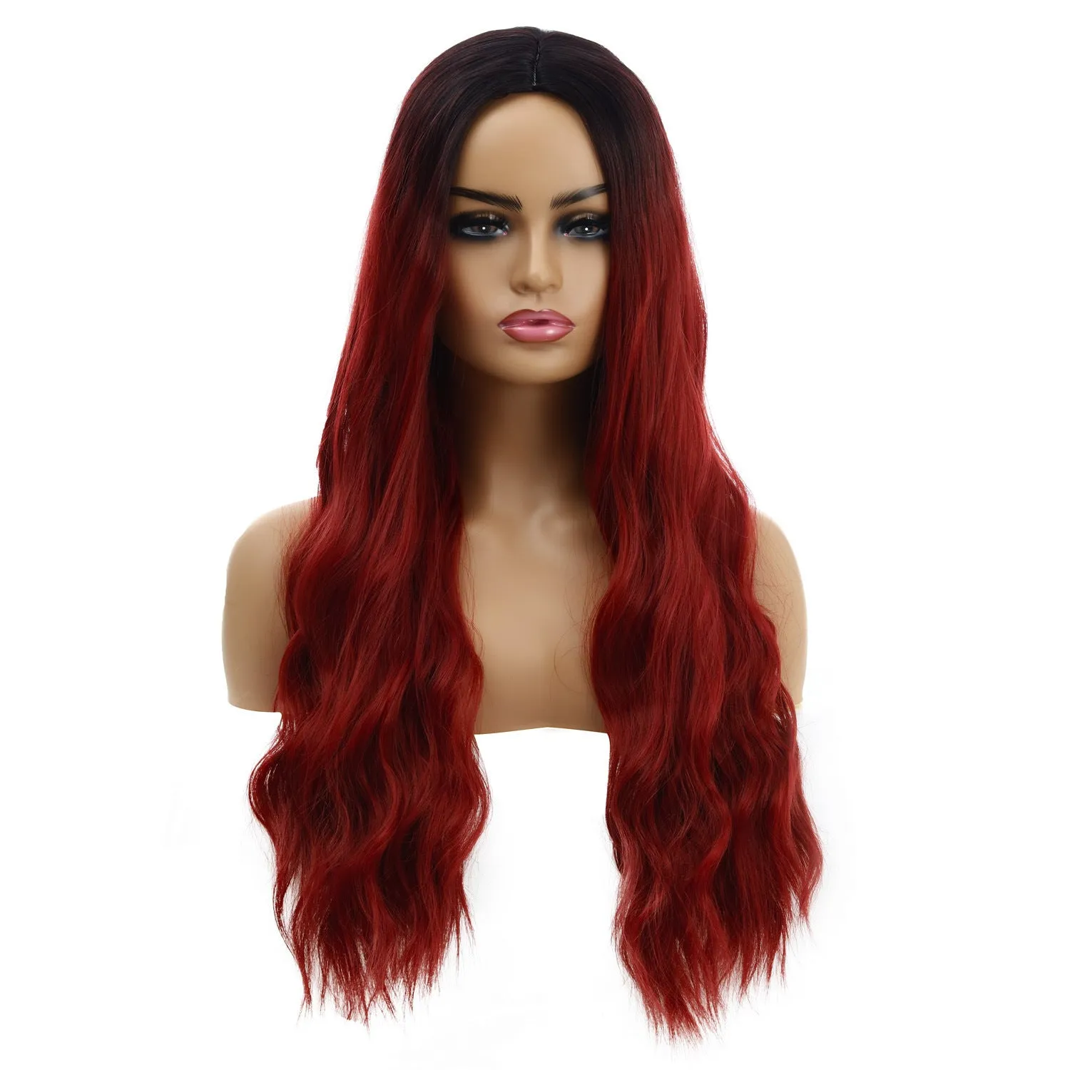 European American wavy curly ladies wig in multiple colours including apricot, beige, black, brown, gold, grey, khaki, orange, red, silver, white