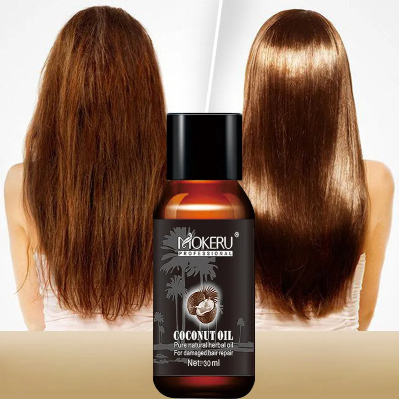 White 30ml bottle of Coconut Oil Repair hair treatment for frizz and damage