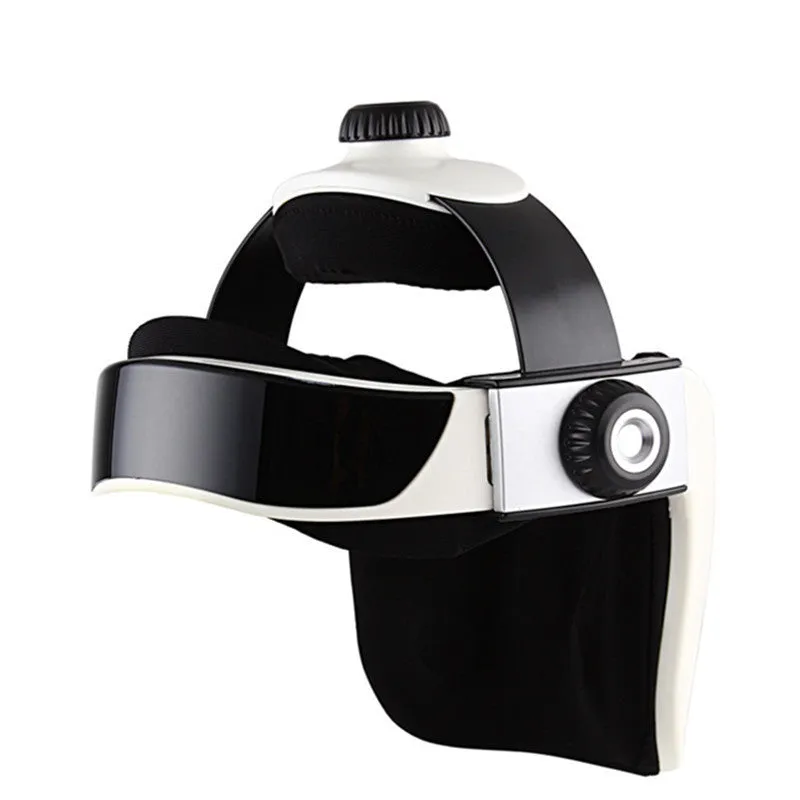 Electric helmet head massager with wireless remote control, vibration massage, battery powered