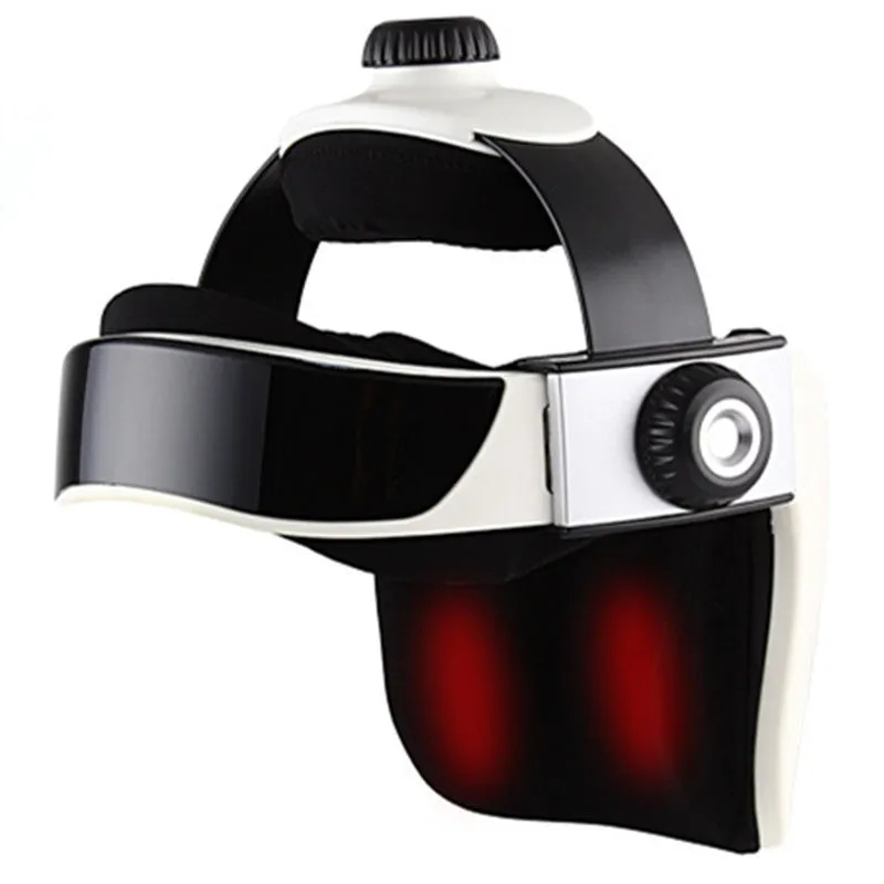 Electric helmet head massager with wireless remote control, vibration massage, battery powered