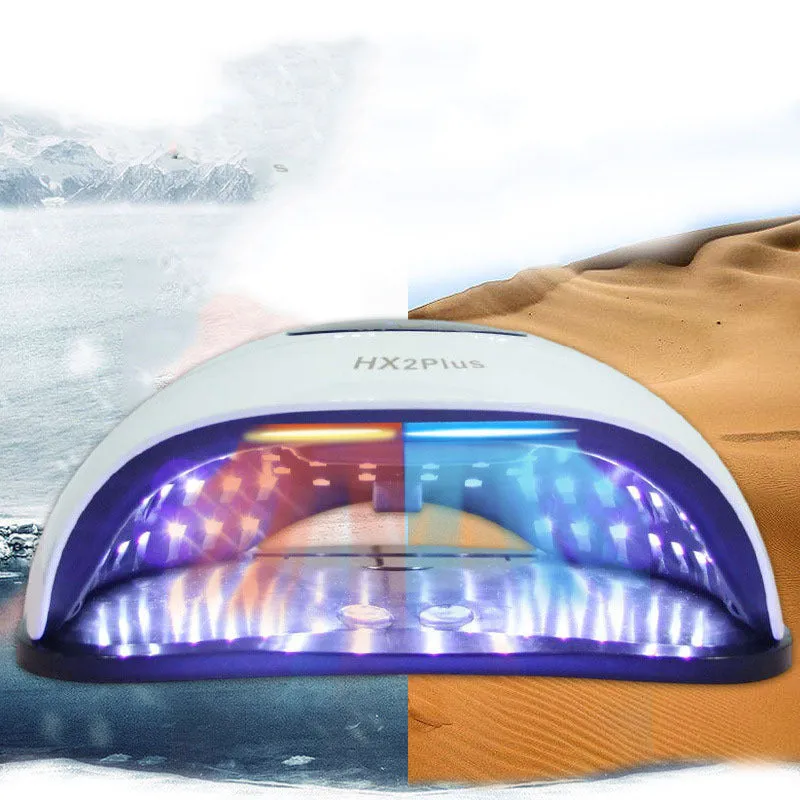 White cold and warm nail phototherapy machine with touch screen, 60 lamp beads, and detachable bottom plate