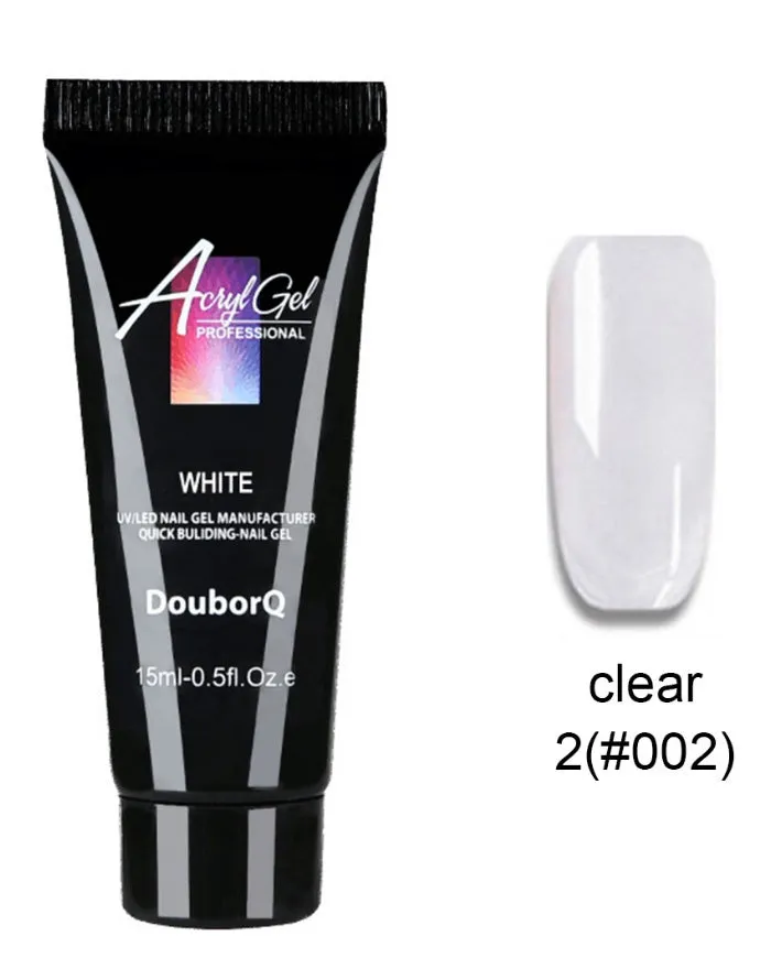 Three 15ml polygel bottles in different colours with 48 mold tips for nail extensions