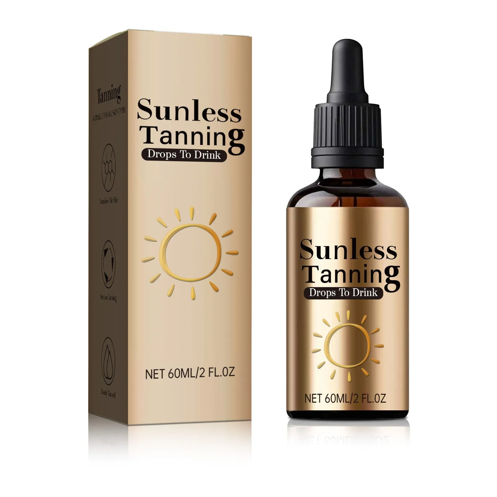 Black 60ml bottle of unisex oral drops for outdoor and family use