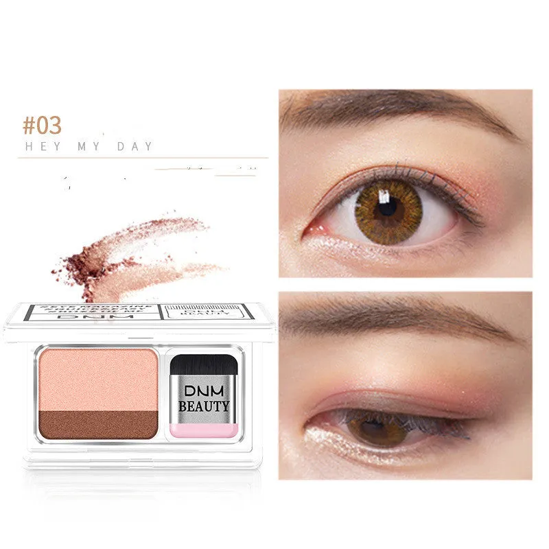 LAIKOU Double Color Eye Shadow Makeup Palette with two complementary shades, waterproof glitter finish, 3g compact