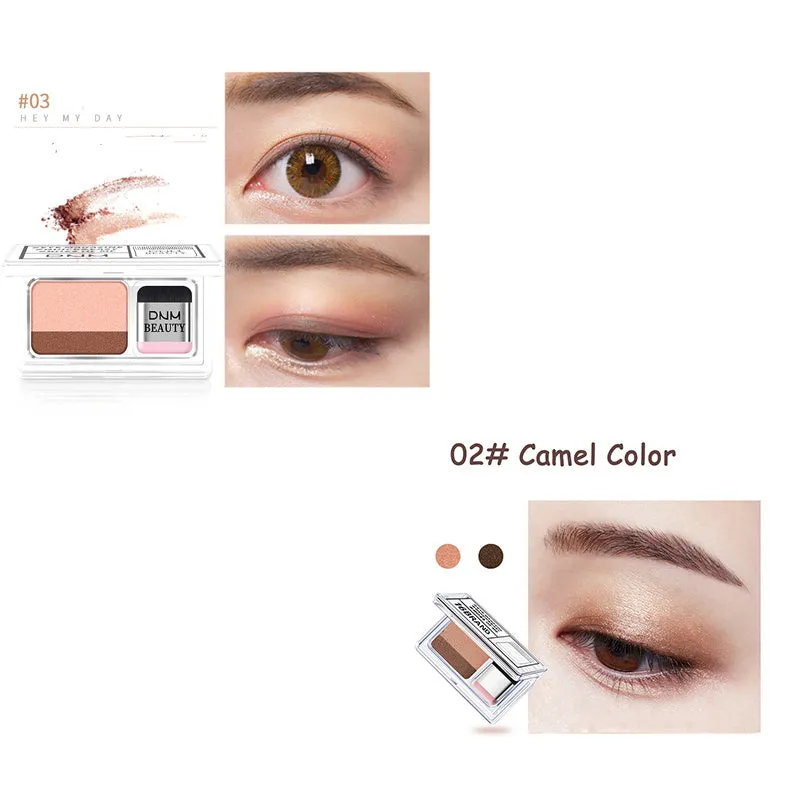 LAIKOU Double Color Eye Shadow Makeup Palette with two complementary shades, waterproof glitter finish, 3g compact