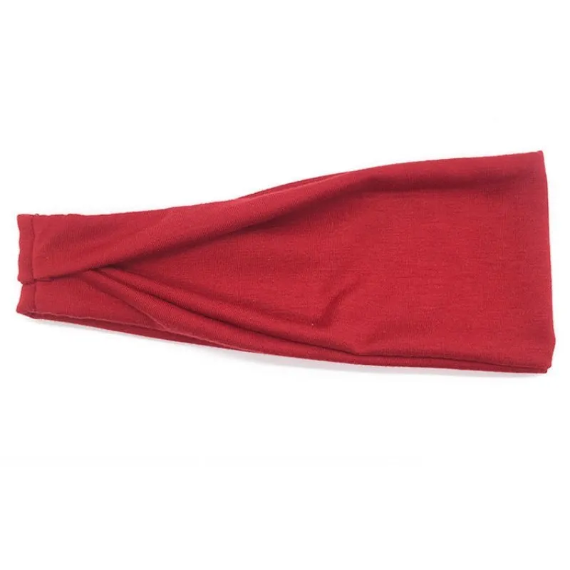 Cotton stretch striped running headband in black with 44cm circumference for sports and fitness