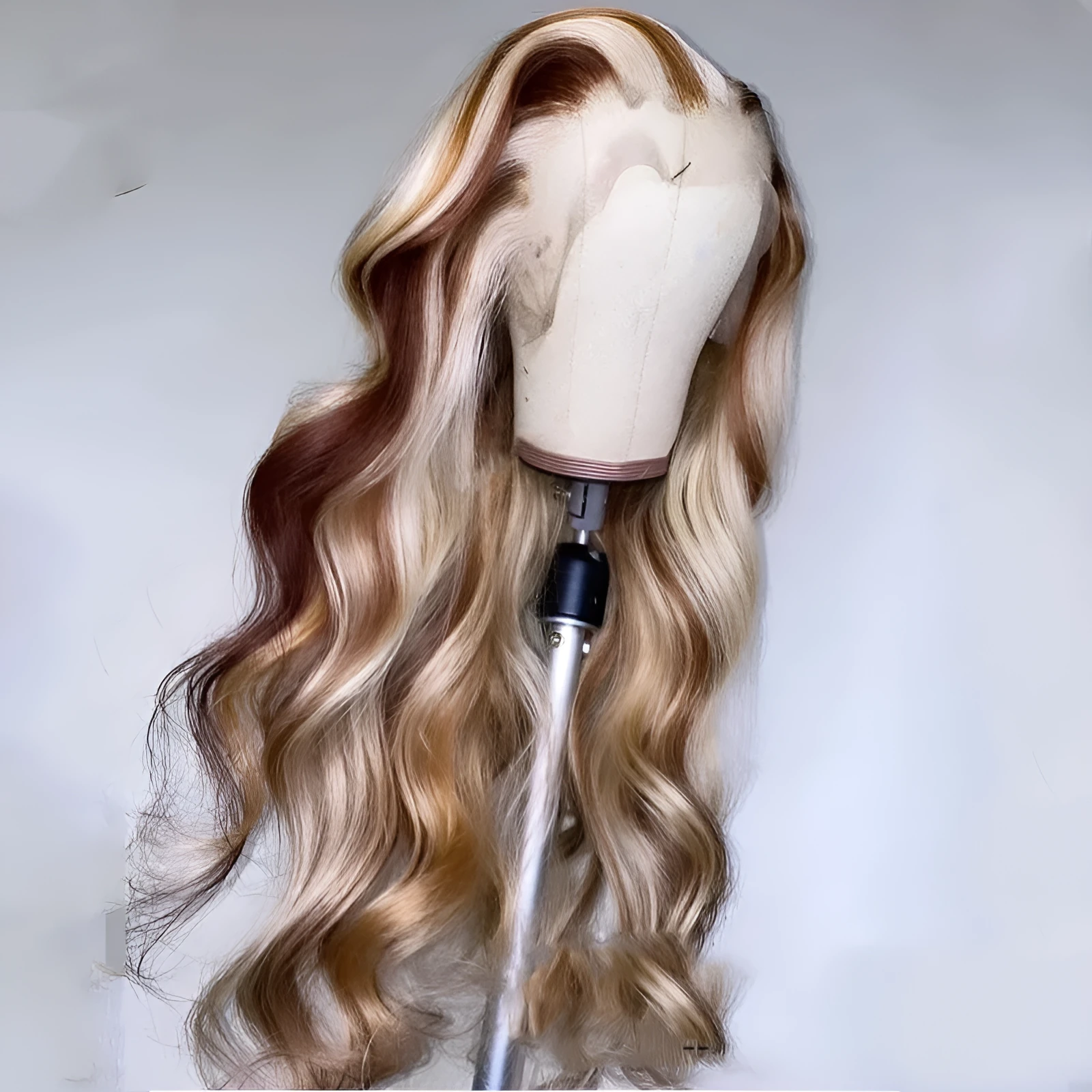 Brown and blonde pre-plucked human hair lace front wig Nabea Uty 13x4 lace 8-28 inch length