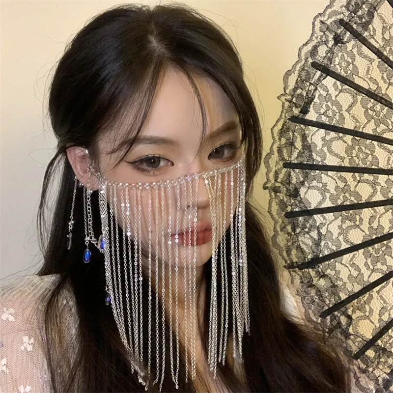 Water drop gem hair jewelry in Black Lace with silver plated alloy and gem inlay