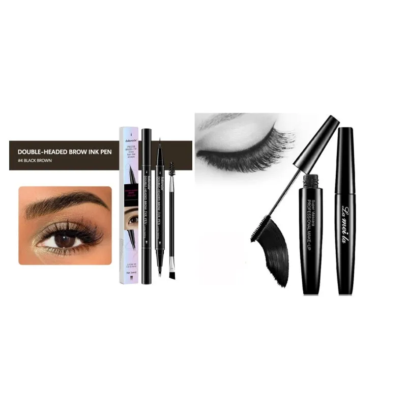 Thick waterproof mascara in black for volume and curl, smudge-proof formula