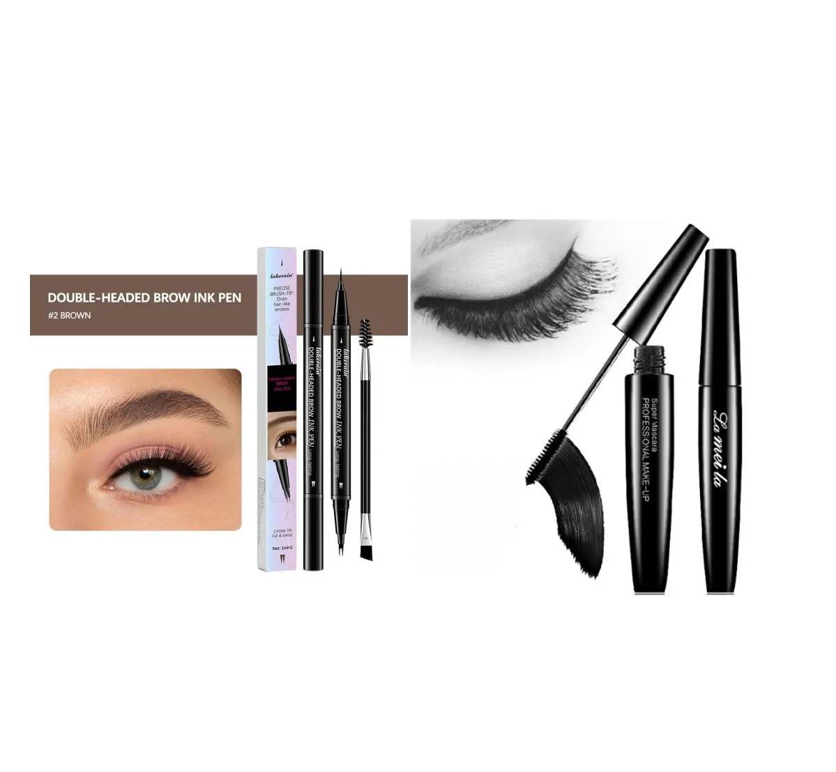 Thick waterproof mascara in black for volume and curl, smudge-proof formula