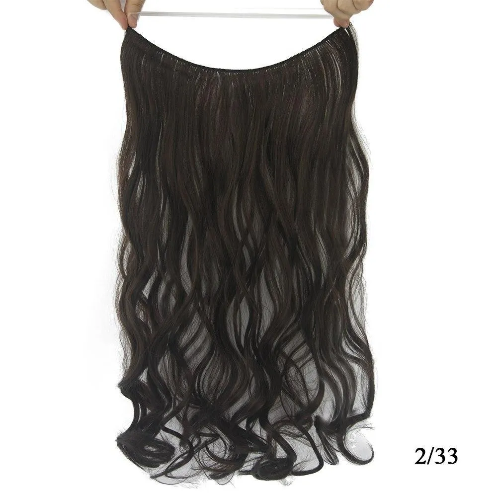 Invisible halo curly hair extension 60cm length 27cm width frosted colour high temperature fibre