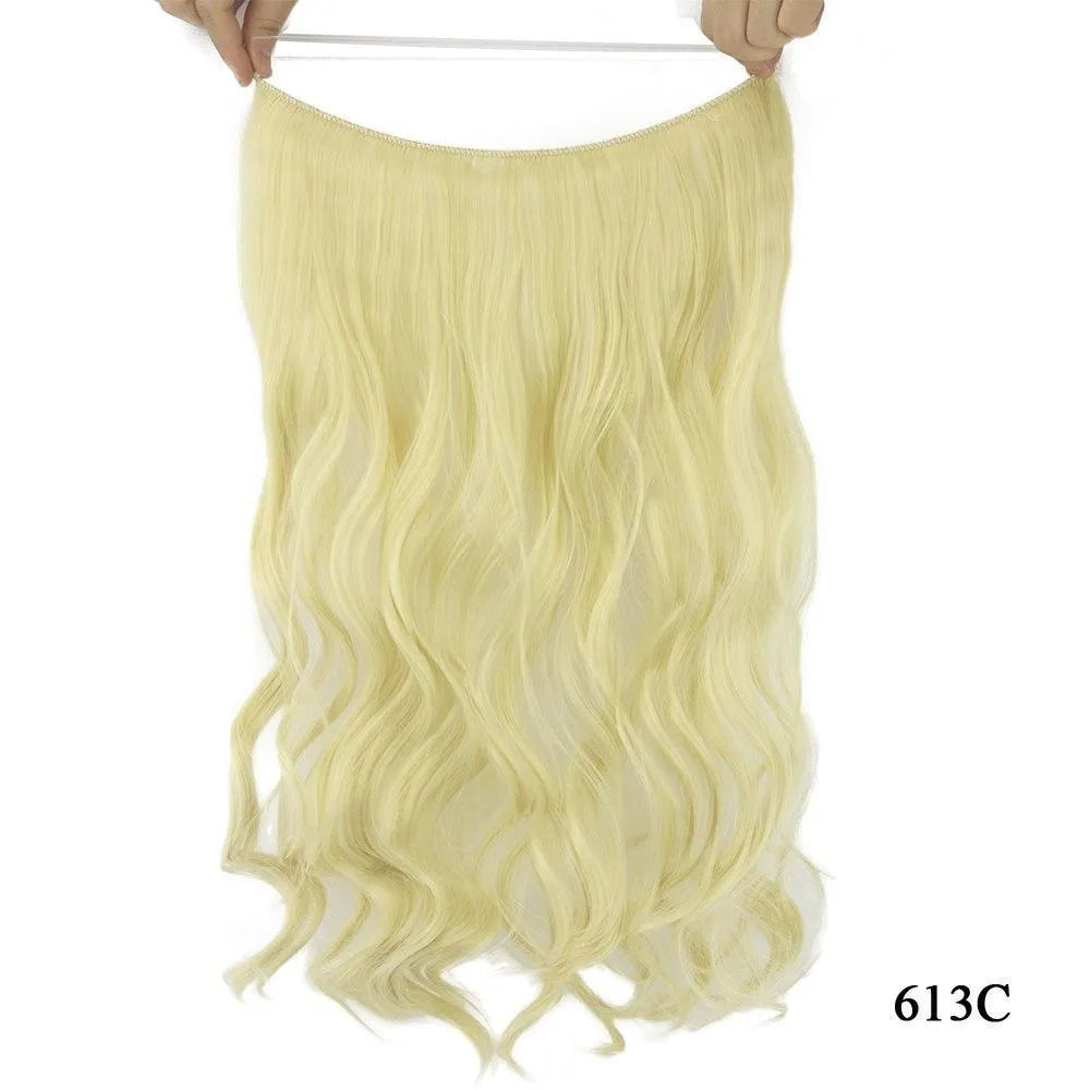 Invisible halo curly hair extension 60cm length 27cm width frosted colour high temperature fibre