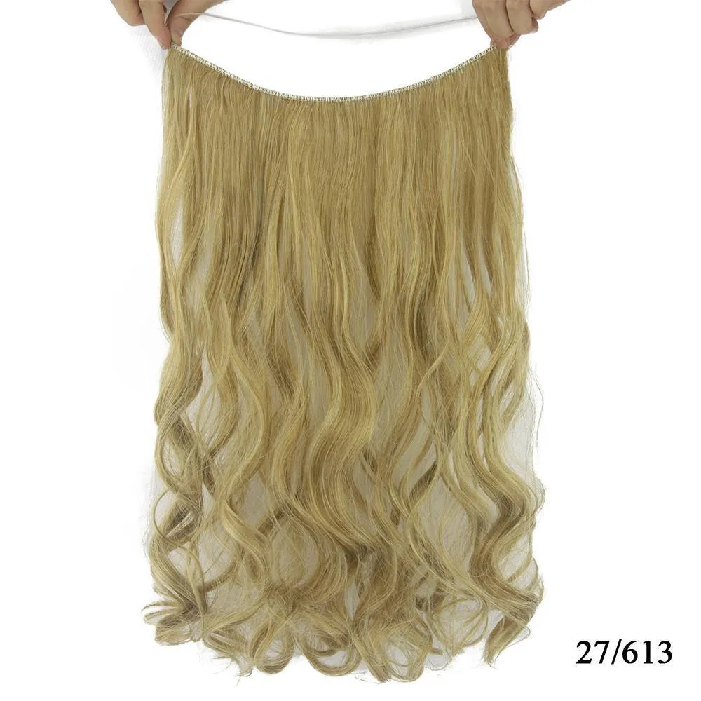 Invisible halo curly hair extension 60cm length 27cm width frosted colour high temperature fibre