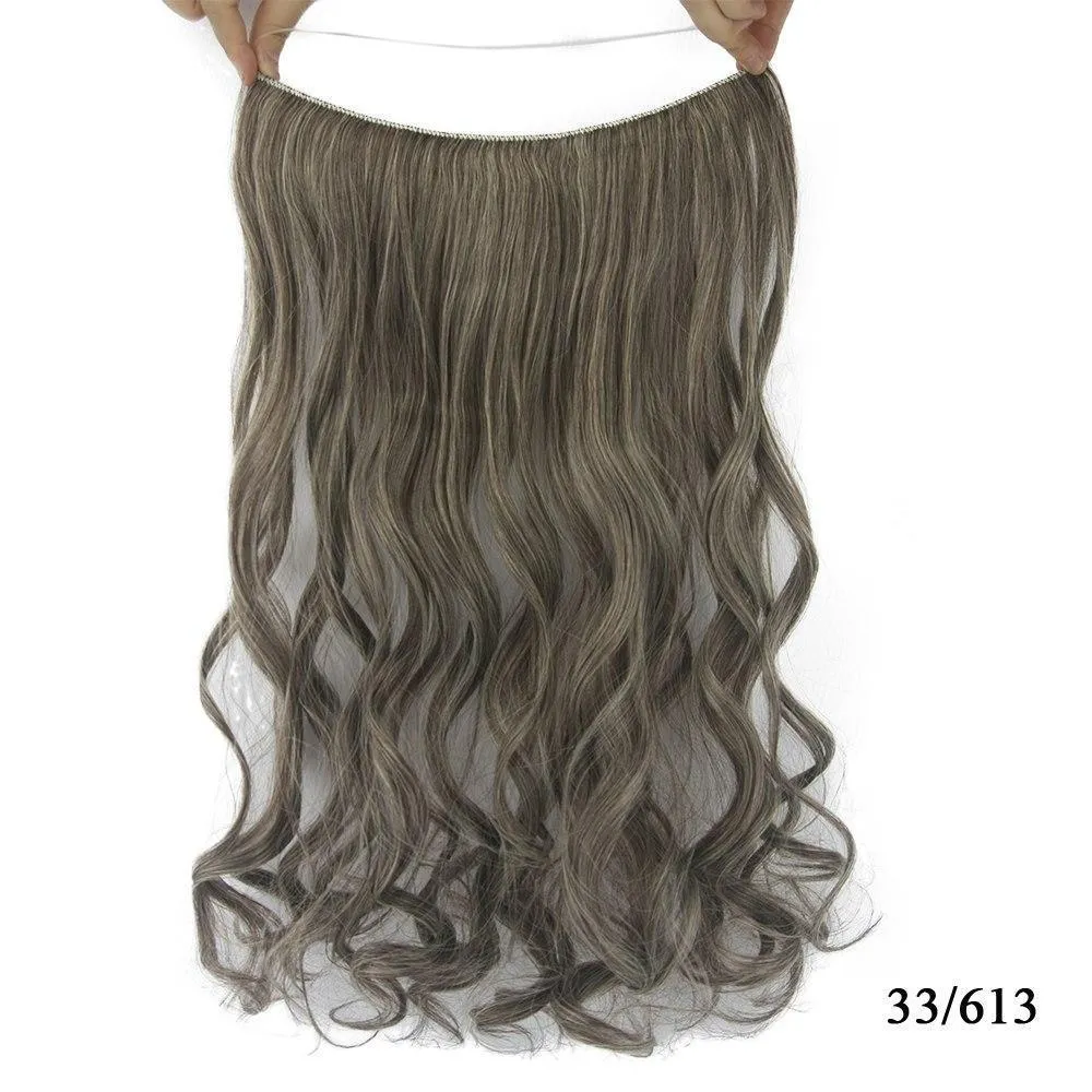 Invisible halo curly hair extension 60cm length 27cm width frosted colour high temperature fibre