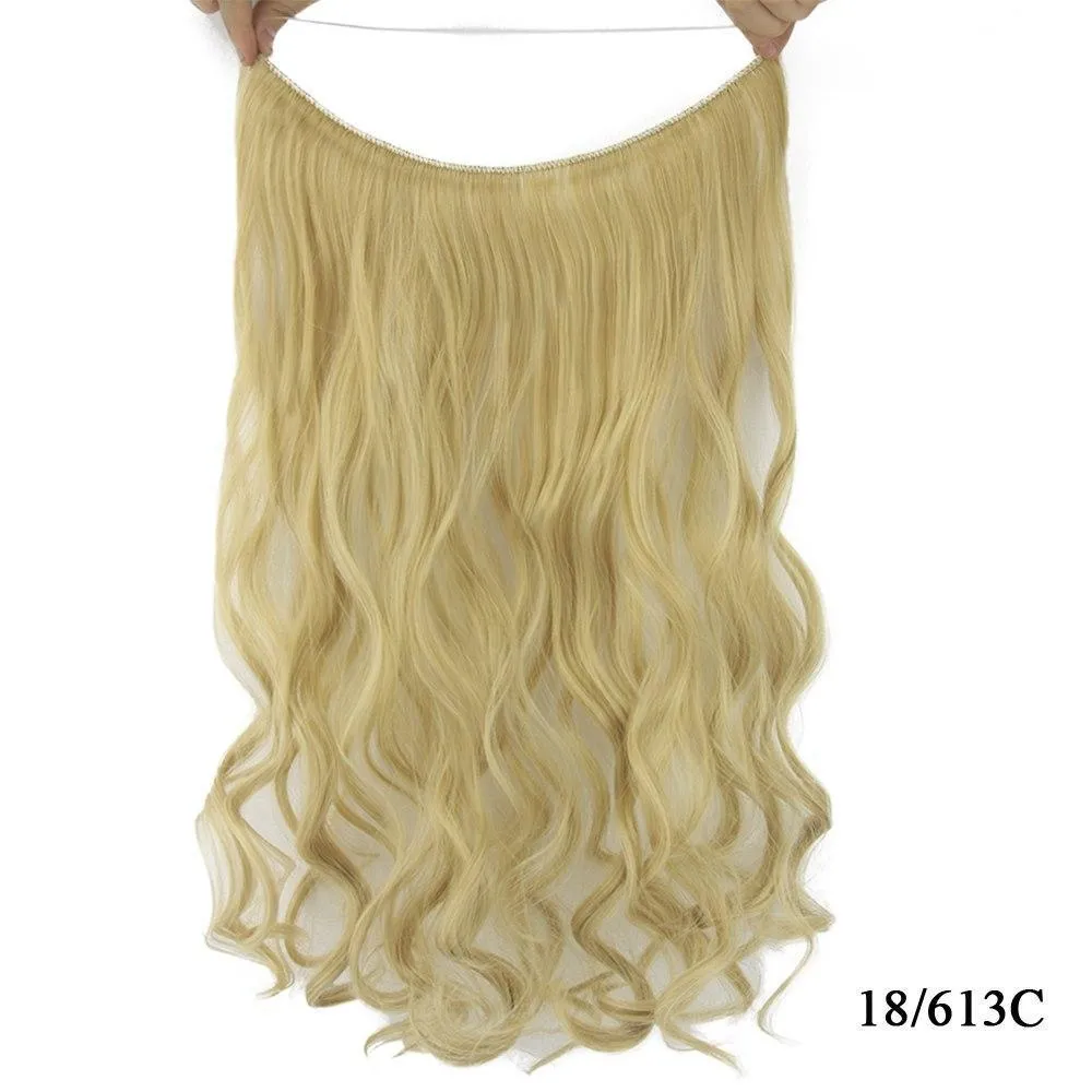 Invisible halo curly hair extension 60cm length 27cm width frosted colour high temperature fibre