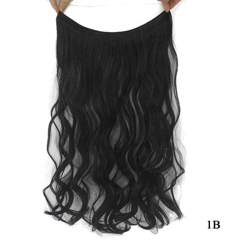 Invisible halo curly hair extension 60cm length 27cm width frosted colour high temperature fibre