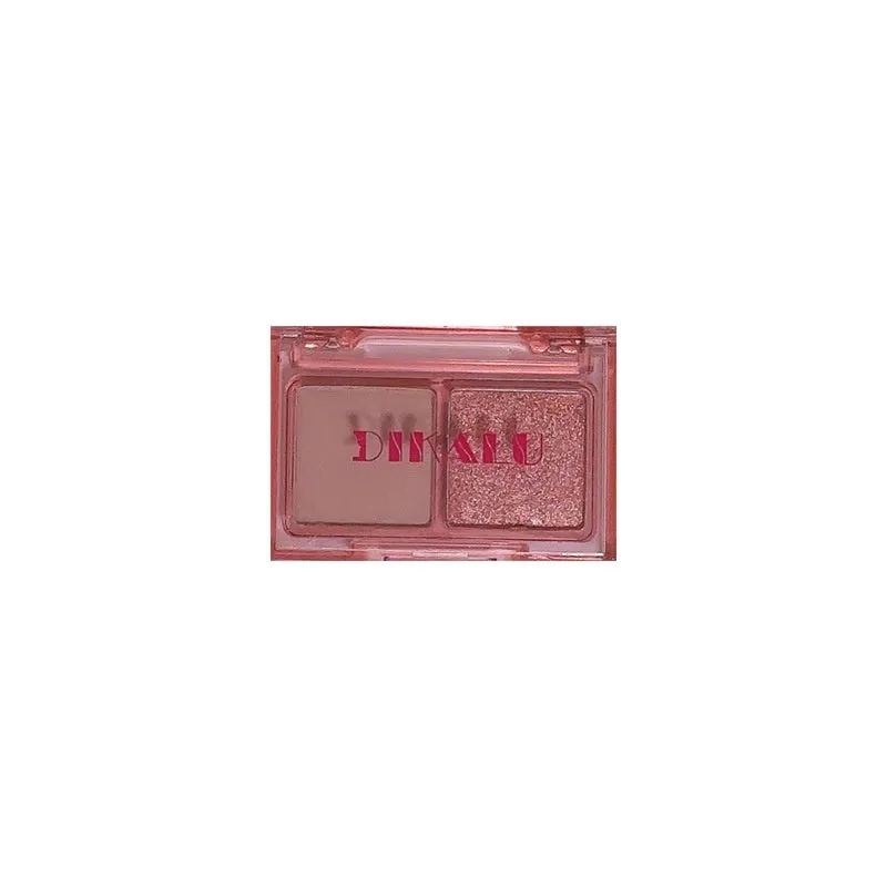Cool two-tone eyeshadow plate compact showing pink and black colour combination with matte and shimmer finishes