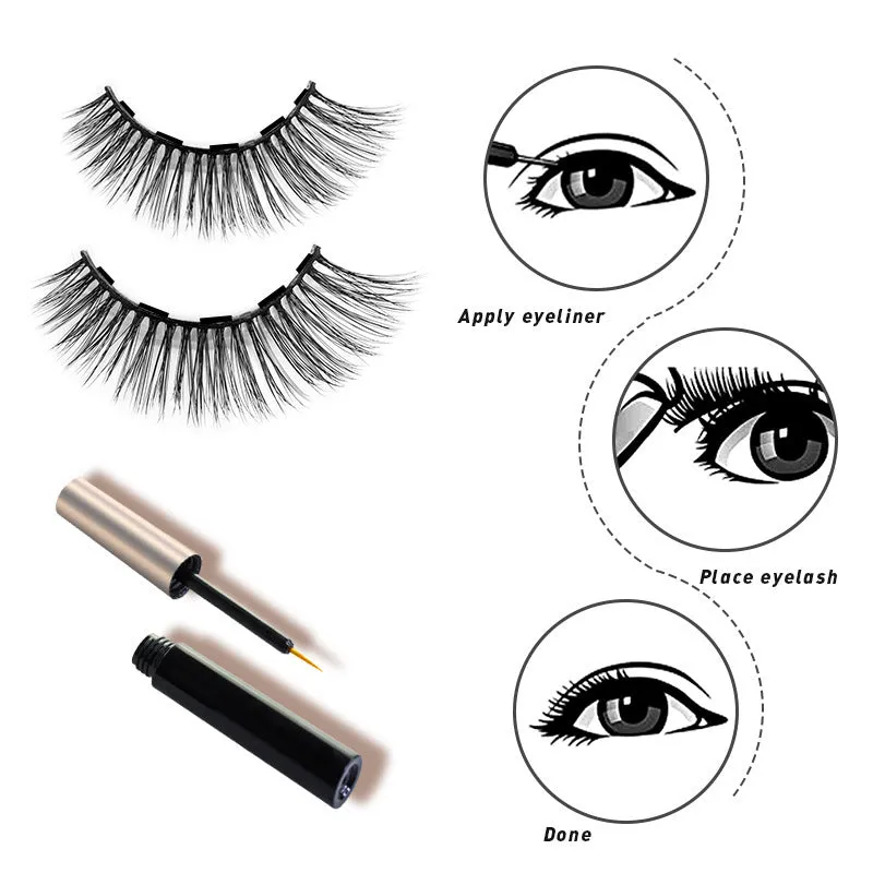 3D magnet eyelashes thick natural false lashes handmade man-made fibre magnetic suit Style A