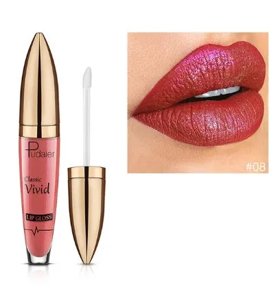 Pudaier matte pearlescent lip gloss non-stick cup formula multivitamins 18 shades