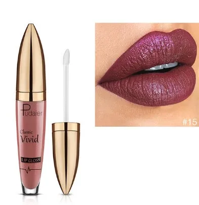 Pudaier matte pearlescent lip gloss non-stick cup formula multivitamins 18 shades