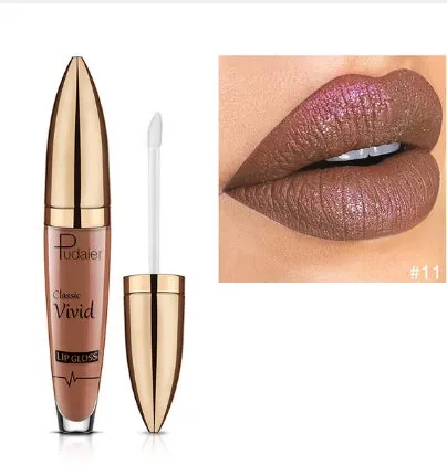 Pudaier matte pearlescent lip gloss non-stick cup formula multivitamins 18 shades