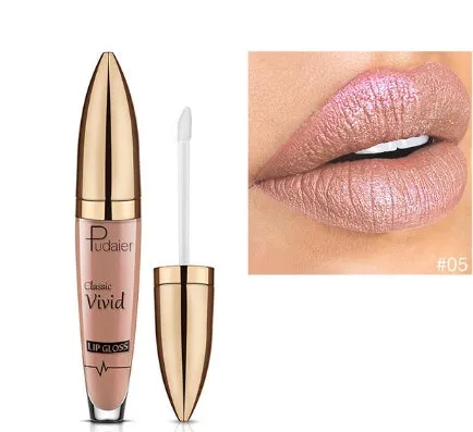 Pudaier matte pearlescent lip gloss non-stick cup formula multivitamins 18 shades