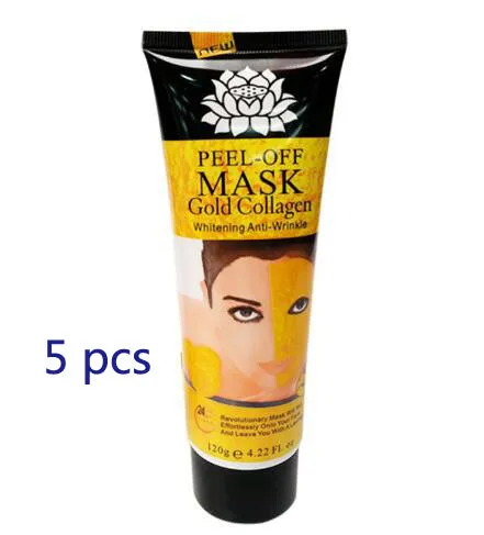 Gold Collagen Peel Off Mask 120g in jar with peel-off texture visible, unisex anti-aging mud mask