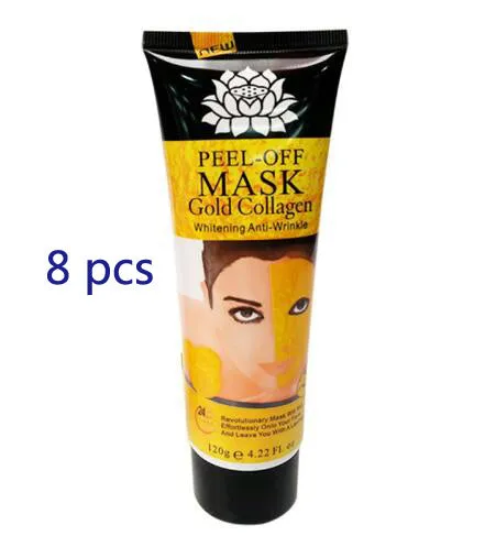 Gold Collagen Peel Off Mask 120g in jar with peel-off texture visible, unisex anti-aging mud mask