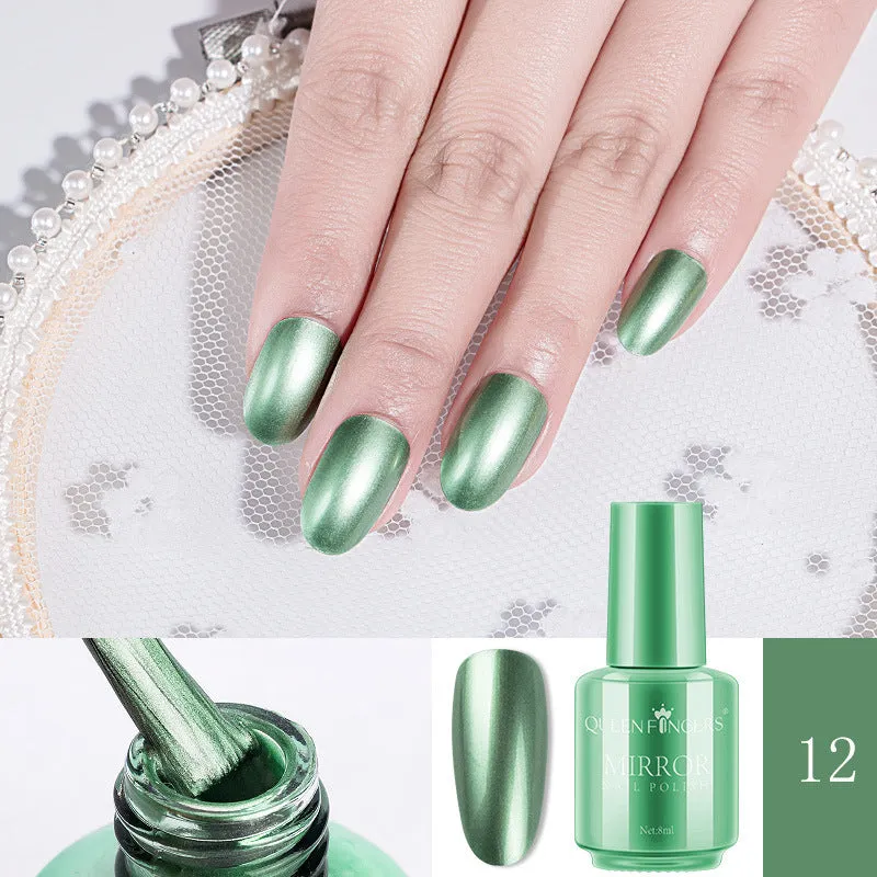 8ml mirror nail polish bottle in gold shade with high gloss finish