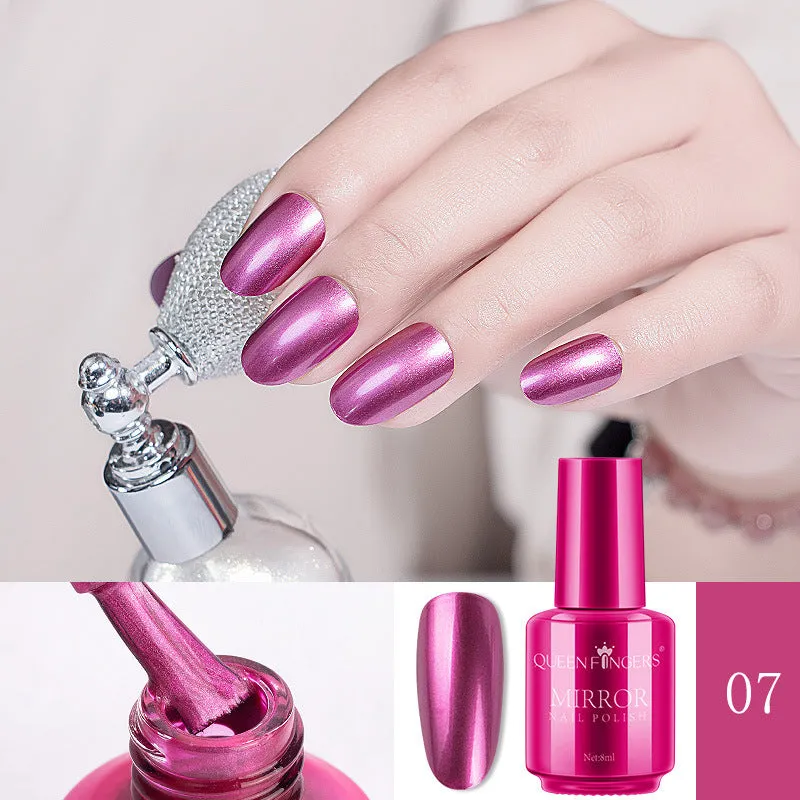 8ml mirror nail polish bottle in gold shade with high gloss finish