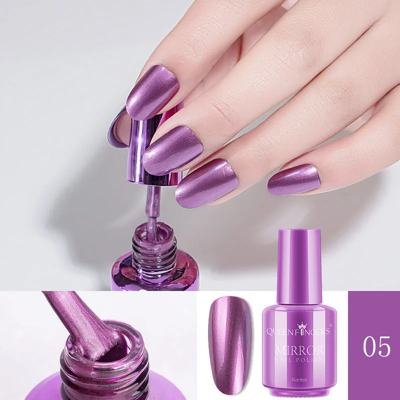8ml mirror nail polish bottle in gold shade with high gloss finish