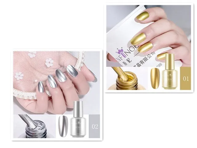 8ml mirror nail polish bottle in gold shade with high gloss finish