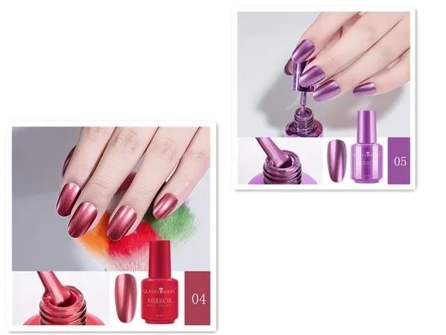 8ml mirror nail polish bottle in gold shade with high gloss finish
