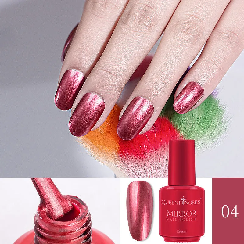 8ml mirror nail polish bottle in gold shade with high gloss finish