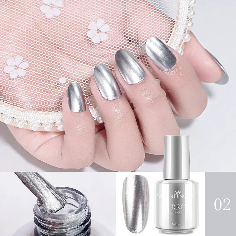 8ml mirror nail polish bottle in gold shade with high gloss finish