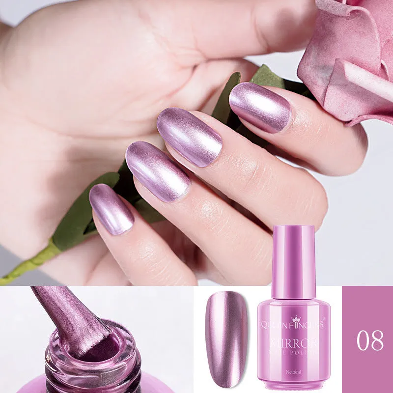8ml mirror nail polish bottle in gold shade with high gloss finish
