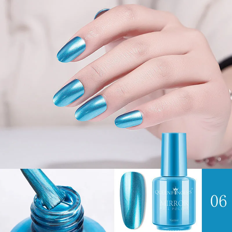 8ml mirror nail polish bottle in gold shade with high gloss finish