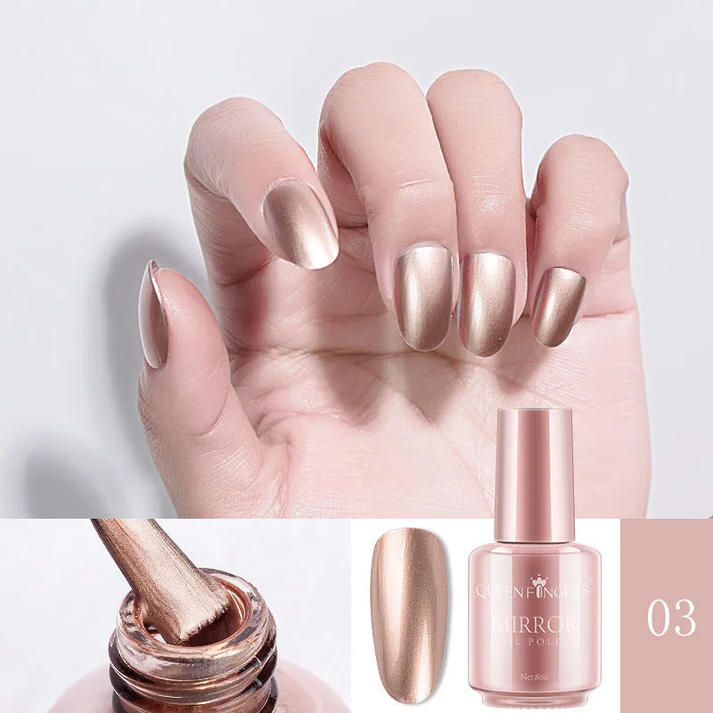 8ml mirror nail polish bottle in gold shade with high gloss finish