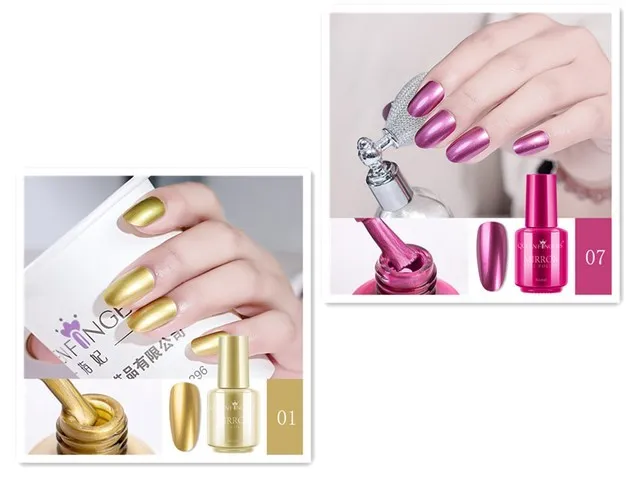 8ml mirror nail polish bottle in gold shade with high gloss finish