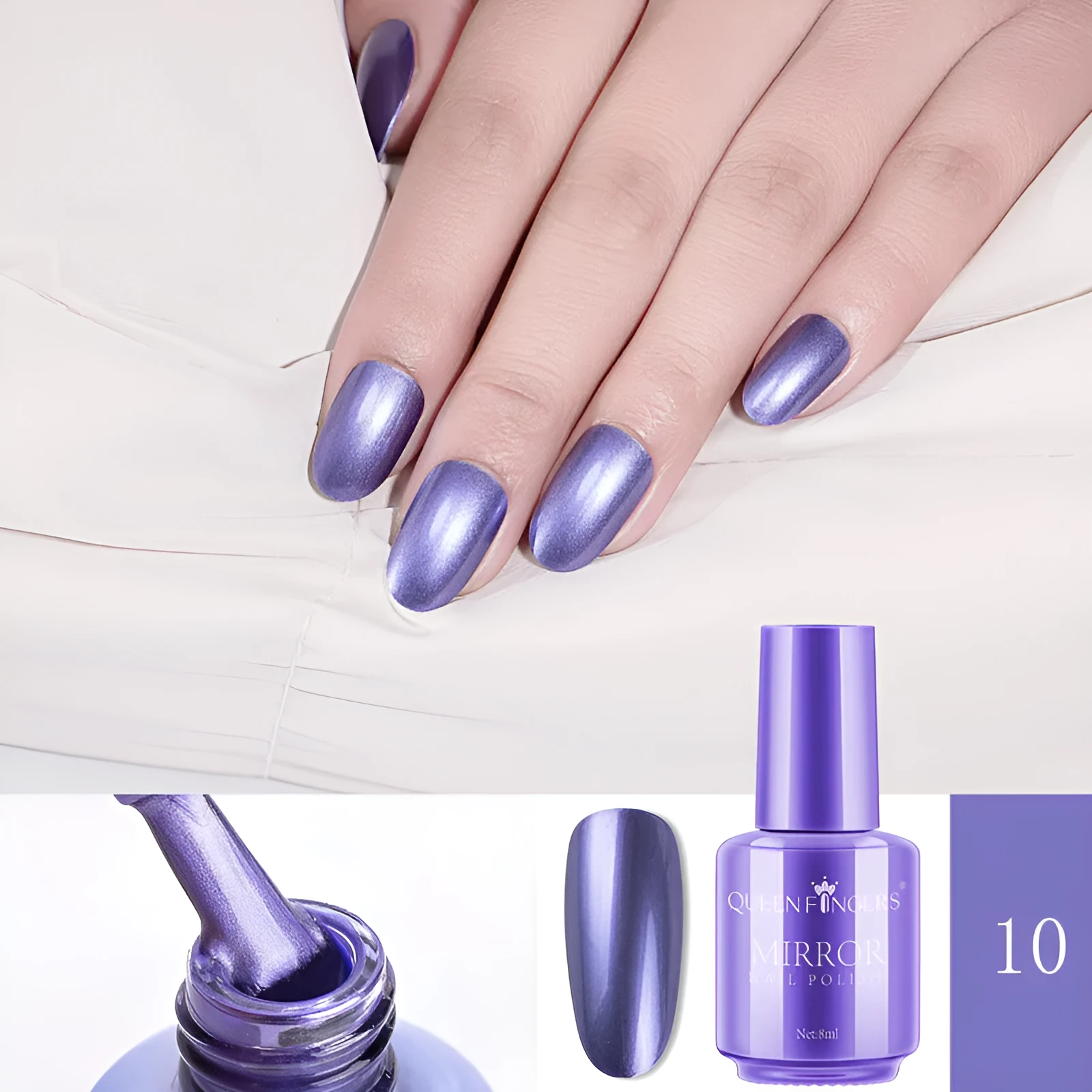 8ml mirror nail polish bottle in gold shade with high gloss finish