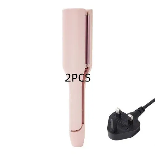 32mm deep wave hair curling iron in pink with 4 temperature settings and negative ion technology